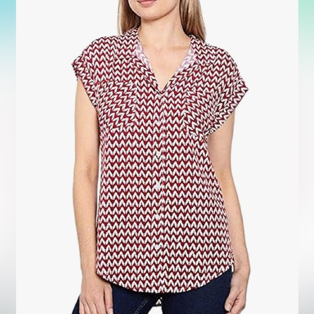 Ha ha Girlfriend button down cap sleeve top. Never worn. Retail 78 - Picture 1 of 5